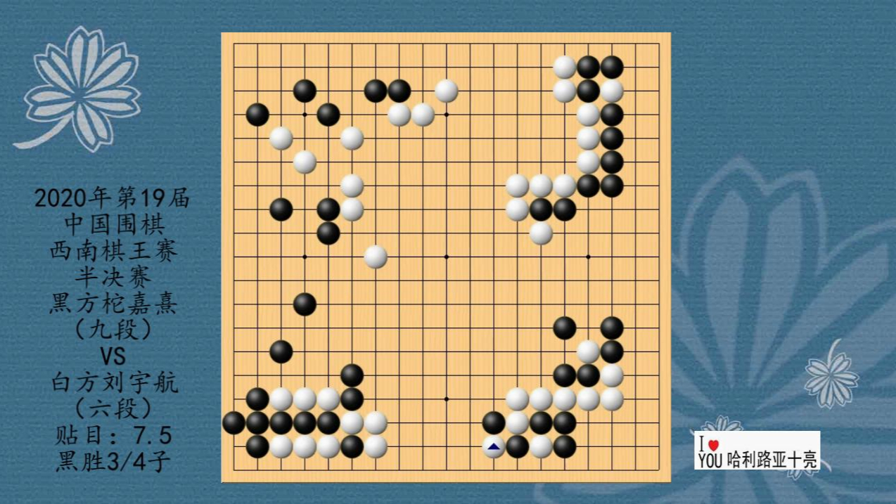 2020年第19届中国围棋西南棋王赛半决赛,柁嘉熹VS刘宇航,黑胜0.75子